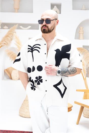 Desenli Dubble Hürrem Kumaş Oversize Gömlek (GM102)