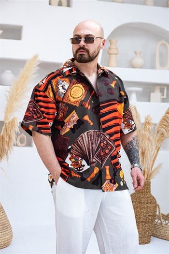 Desenli Dubble Hürrem Kumaş Oversize Gömlek (GM111)