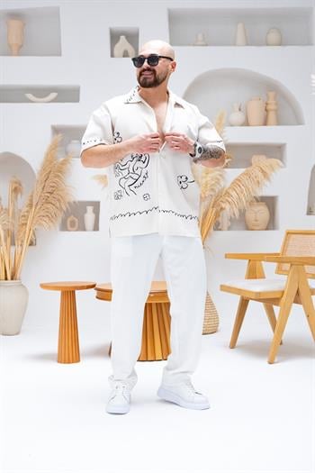 Desenli Dubble Hürrem Kumaş Oversize Gömlek (GM69)