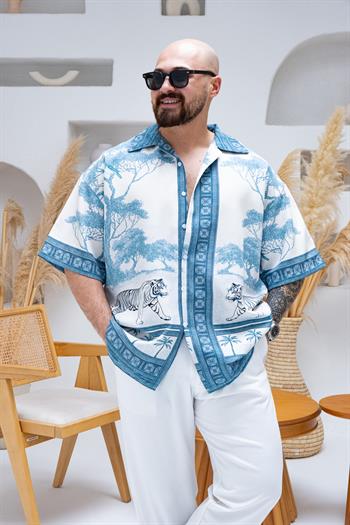 Desenli Dubble Hürrem Kumaş Oversize Gömlek (GM68)