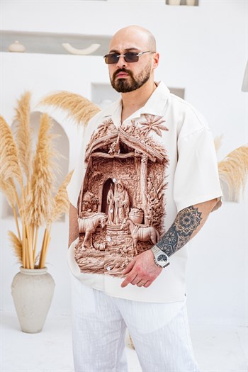 Desenli Dubble Hürrem Kumaş Oversize Gömlek (GM123)