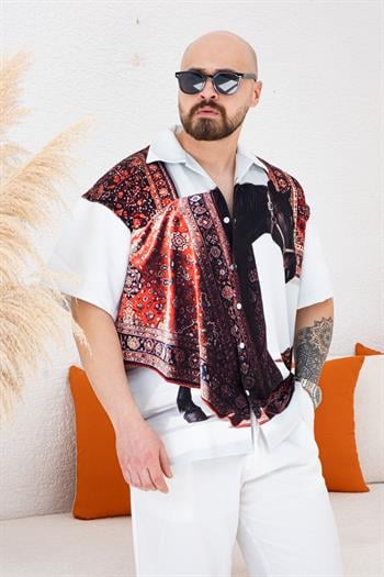 Desenli Dubble Hürrem Kumaş Oversize Gömlek (GM87)