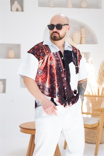 Desenli Dubble Hürrem Kumaş Oversize Gömlek (GM87)