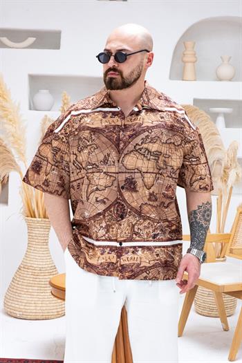 Desenli Dubble Hürrem Kumaş Oversize Gömlek (GM105)