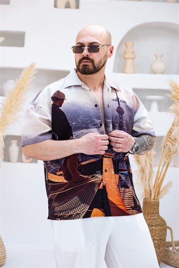 Desenli Dubble Hürrem Kumaş Oversize Gömlek (GM110)