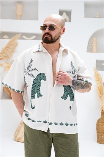 Desenli Dubble Hürrem Kumaş Oversize Gömlek (GM121)