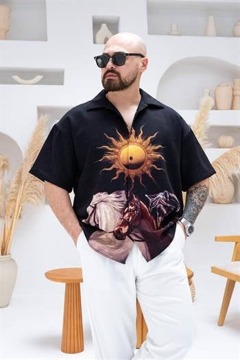 Desenli Dubble Hürrem Kumaş Oversize Gömlek (GM71)