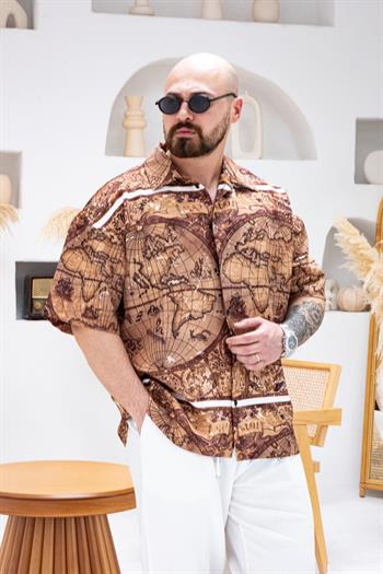 Desenli Dubble Hürrem Kumaş Oversize Gömlek (GM105)