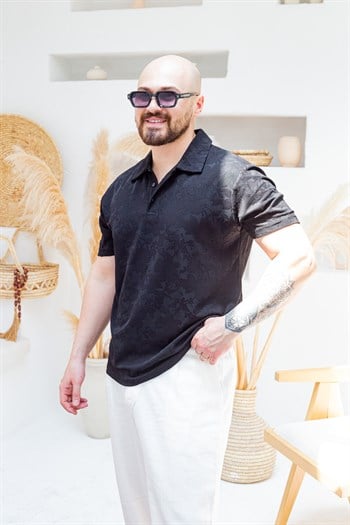 Desenli Pamuk Kumaş Polo Yaka T-Shirt (TSS86)