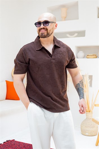 Desenli Pamuk Kumaş Polo Yaka T-Shirt (TSKA86)