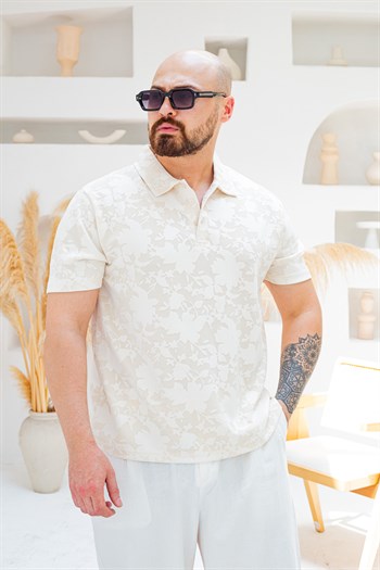 Desenli Pamuk Kumaş Polo Yaka T-Shirt (TSB86)