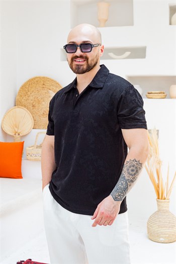 Desenli Pamuk Kumaş Polo Yaka T-Shirt (TSS86)
