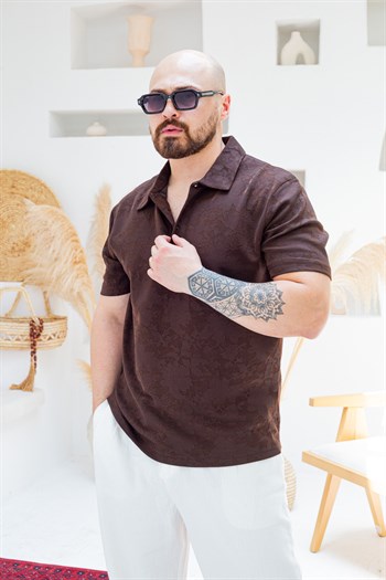 Desenli Pamuk Kumaş Polo Yaka T-Shirt (TSKA86)