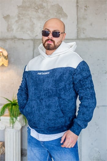 Dokulu Desenli Kapüşonlu Rahat Kesim Sweatshirt (SVTM107)