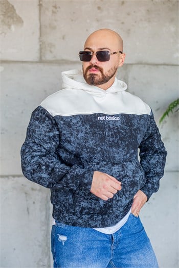 Dokulu Desenli Kapüşonlu Rahat Kesim Sweatshirt (SVTS107)