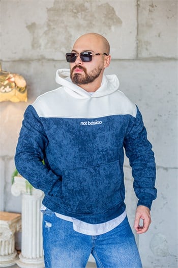 Dokulu Desenli Kapüşonlu Rahat Kesim Sweatshirt (SVTM107)