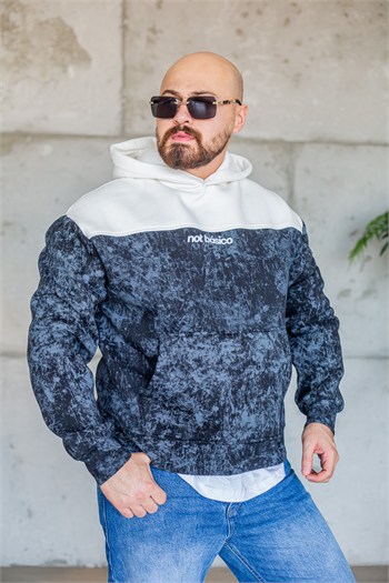 Dokulu Desenli Kapüşonlu Rahat Kesim Sweatshirt (SVTS107)