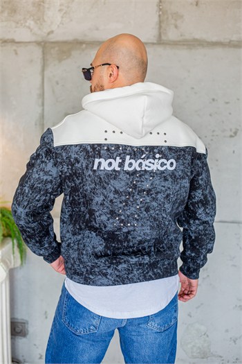 Dokulu Desenli Kapüşonlu Rahat Kesim Sweatshirt (SVTS107)