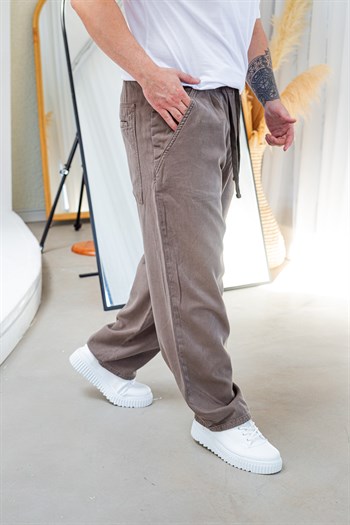 Dokulu Kumaş Baggy Kalıp Salaş Pantolon (JGG67)