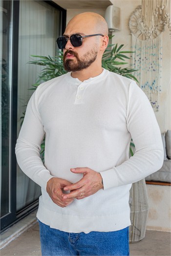 Düğme Detaylı Henley Yaka Erkek Triko Kazak (SVTB109)