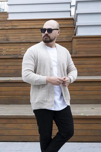 Düğme Detaylı Slim Fit Hırka (MEVK24)