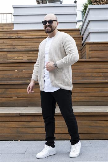 Düğme Detaylı Slim Fit Hırka (MEVK24)