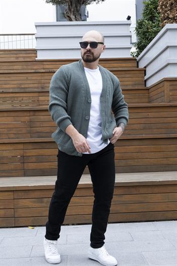 Düğme Detaylı Slim Fit Hırka (MEVY24)