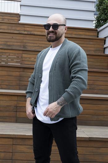 Düğme Detaylı Slim Fit Hırka (MEVY24)