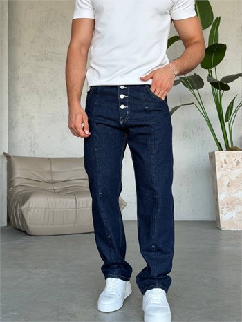 Düğme Ve Çima Detaylı Baggy Jean (KO65)