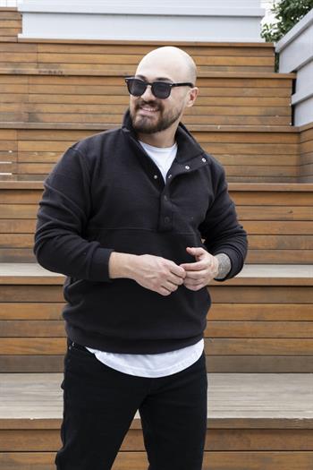 Düğmeli Rahat Kalıp Sweatshirt (SVTS26)