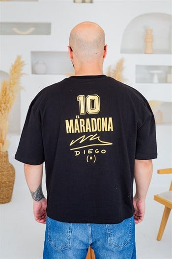 El Diego Maradona 10 Baskı Detaylı Box Fit T-Shirt(TSS93)