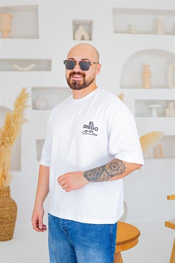 El Diego Maradona 10 Baskı Detaylı Box Fit T-Shirt(TSB93)