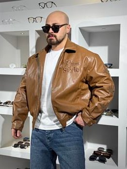 Erkek Deri R Your Style Nakışlı Astarlı Deri Mont (MTKA63)