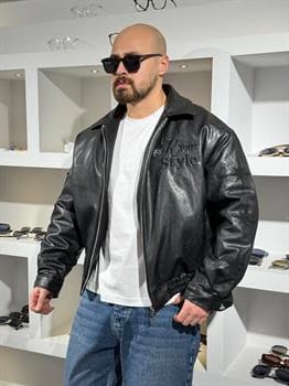 Erkek Deri R Your Style Nakışlı Astarlı Deri Mont (MTS63)