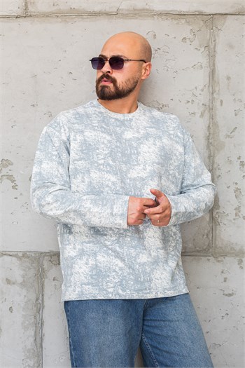 Eskitme Efektli Bisiklet Yaka Oversize Sweatshirt (SVTB97)