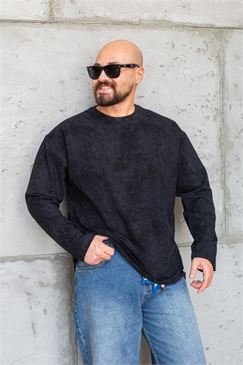 Eskitme Efektli Bisiklet Yaka Oversize Sweatshirt (SVTS97)
