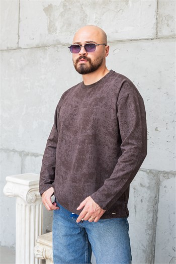 Eskitme Efektli Bisiklet Yaka Oversize Sweatshirt (SVTKA97)