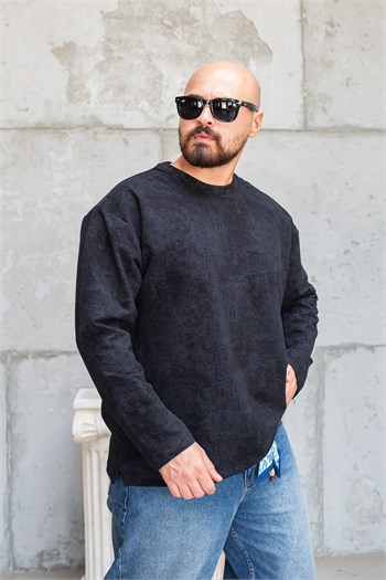 Eskitme Efektli Bisiklet Yaka Oversize Sweatshirt (SVTS97)