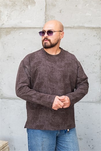 Eskitme Efektli Bisiklet Yaka Oversize Sweatshirt (SVTKA97)