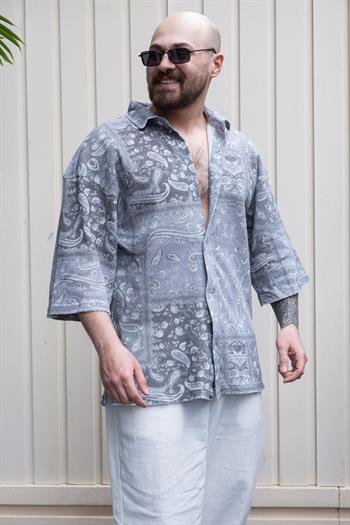 Fakir Kol Dijital Baskılı Oversize Gömlek (GM22)