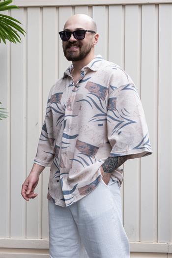 Fakir Kol Dijital Baskılı Oversize Gömlek (GM24)