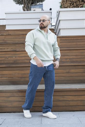 Fermuarlı Oversize Şardonlu Sweatshirt (SVTY21)