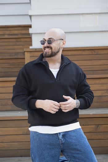 Fermuarlı Oversize Şardonlu Sweatshirt (SVTS21)