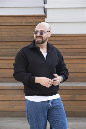 Fermuarlı Oversize Şardonlu Sweatshirt (SVTS21)