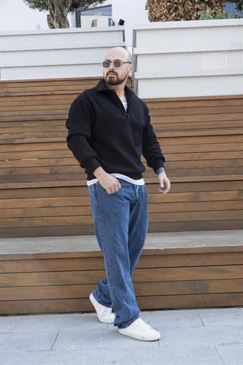 Fermuarlı Oversize Şardonlu Sweatshirt (SVTS21)