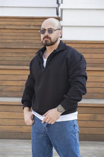 Fermuarlı Oversize Şardonlu Sweatshirt (SVTS21)