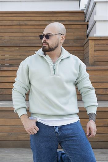 Fermuarlı Oversize Şardonlu Sweatshirt (SVTY21)
