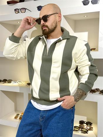 Fermuarlı Polo Yaka Oversize Sweatshirt (SVTH62)