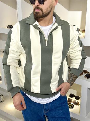 Fermuarlı Polo Yaka Oversize Sweatshirt (SVTH62)