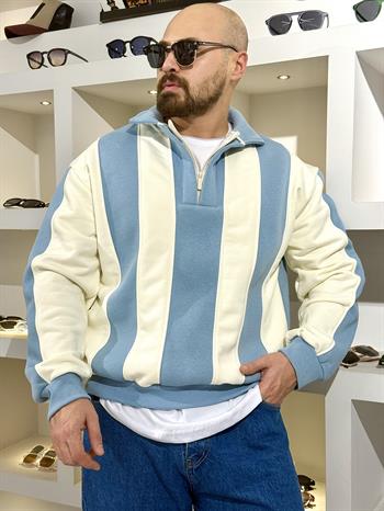 Fermuarlı Polo Yaka Oversize Sweatshirt (SVTMA62)